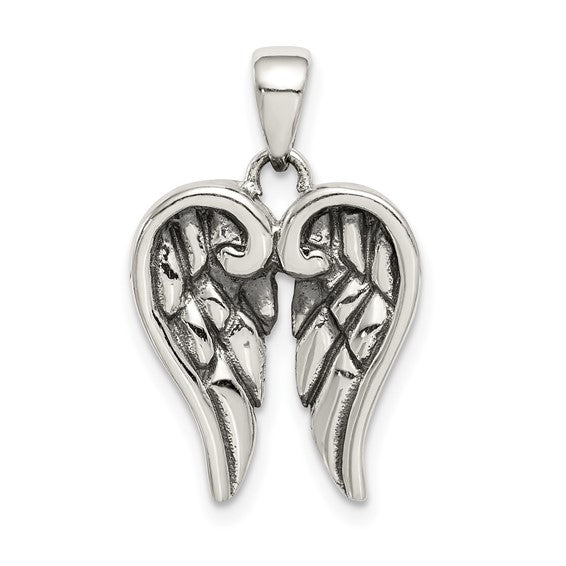 Sterling Silver Antiqued Wing Pendant