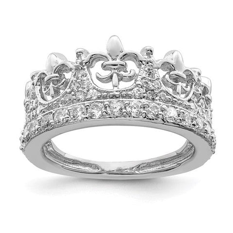 Sterling Silver CZ Crown Ring (Sizes 6 to 8)