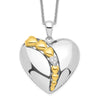 Sterling Silver Rhodium and Gold-plated CZ I Love You More Each Day Heart 18 inch Necklace with Poem Card