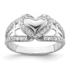Sterling Silver Rhodium-plated CZ Polished Pure Heart Ring