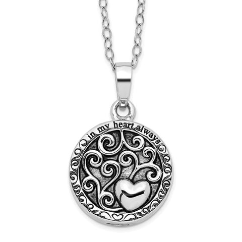 Sterling Silver Antiqued In My Heart Ash Holder 18 Inch Necklace