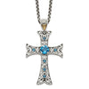 Sterling Silver with 14k London Blue Topaz Cross Necklace