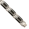Stainless Steel Polished Black IP-plated with Carbon Fiber Inlay 8.5 in Bracelet