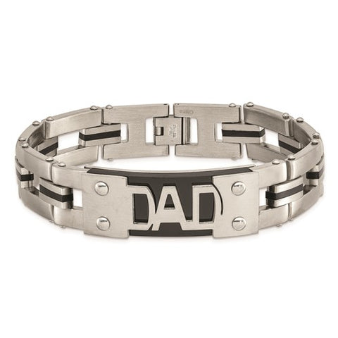 Stainless Steel Brushed and Polished Black IP-plated DAD 9 in Bracelet