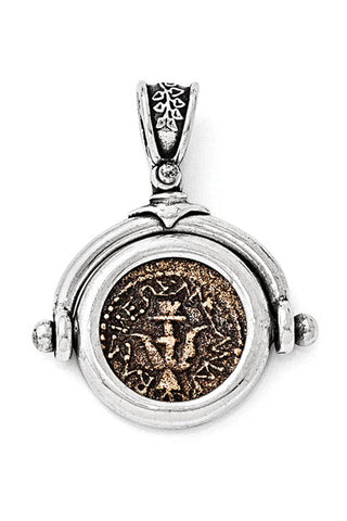 Antiqued Sterling Silver Widow's Mite Coin Pendant