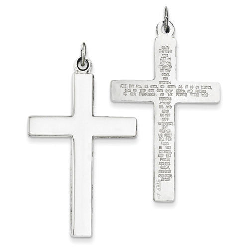 Sterling Silver Reversible Lord's Prayer Cross-Pendant Only