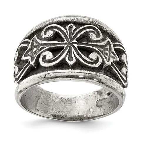 Sterling Silver Antiqued Scroll Design Ring-One Size (Approx size 10)