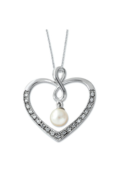 Forever My Friend Heart Pendant with Freshwater Cultured Pearl