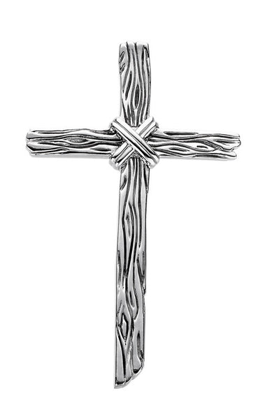 Sterling Silver Woodgrain Cross Pendant