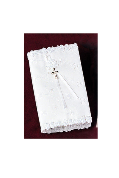 White Eyelet Covered Baby's New Testament with Cross