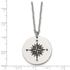 THOSE WHO WANDER Compass Necklace Stainless Steel Polished Enamel
