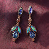 Vintage Peacock Glass Earrings Copper Fire