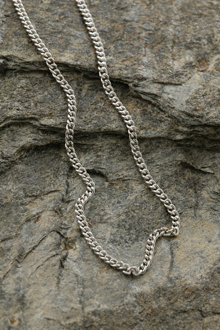 Sterling Silver Solid Curb Link Flat Chain - 2mm