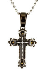 Steel Black Plated Diamond Cross Necklace
