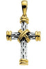 Sterling Silver and 14K Gold Two Tone Rugged Cross Pendant-XL