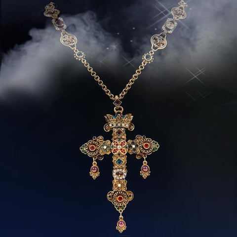 Queens Gemstone Cross Necklace