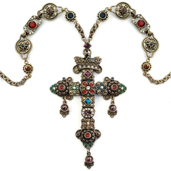 Queens Gemstone Cross Necklace