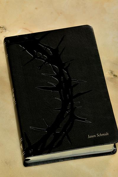 KJV Large Print Personal Size Reference Bible-Charcoal Crown of Thorns LeatherTouch