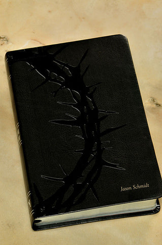KJV Giant Print Reference Bible-Charcoal Crown of Thorns LeatherTouch