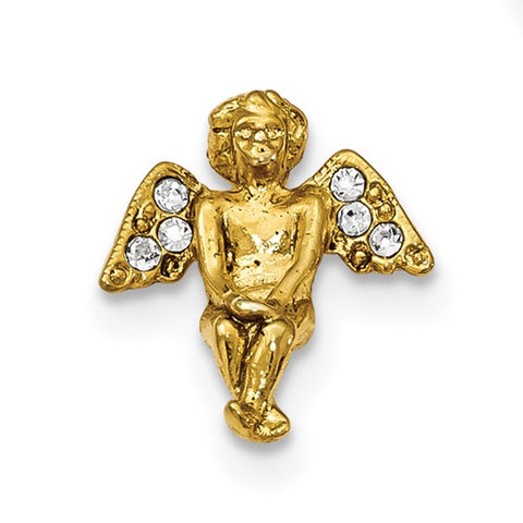 Gold-tone Clear Crystal Angel Tie Tac or Lapel Pin