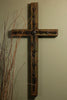 Rustic Barbed Wire Old Door Cross- 32"