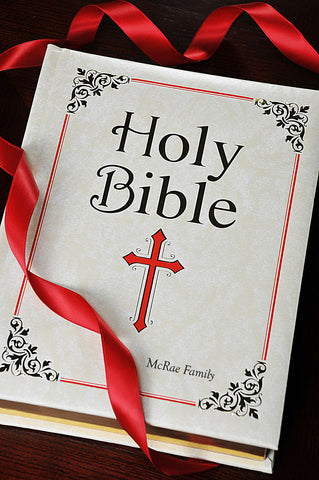NCB White Catholic Large Print Family Bible-St Joseph