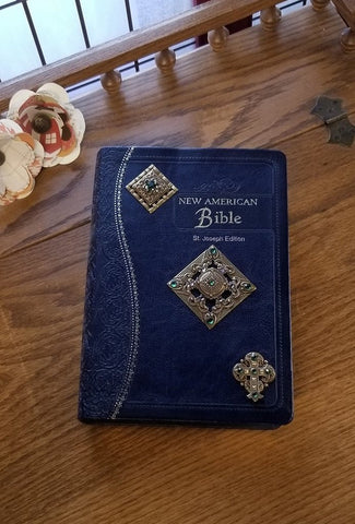 NAB Blue Ornate Jeweled Bible