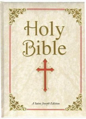 NCB White Catholic Large Print Family Bible-St Joseph