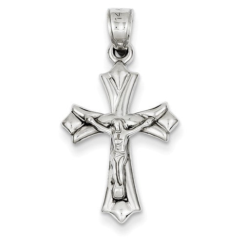 14K White Gold Reversible Cross Crucifix Pendant