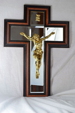 ON SALE Framed Mirror Crucifix Gold-DC