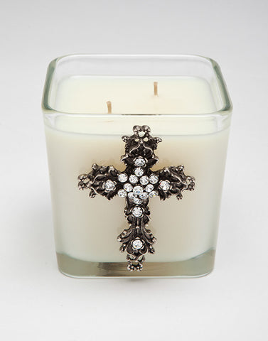 Candle - 20oz Faith Silver Cross