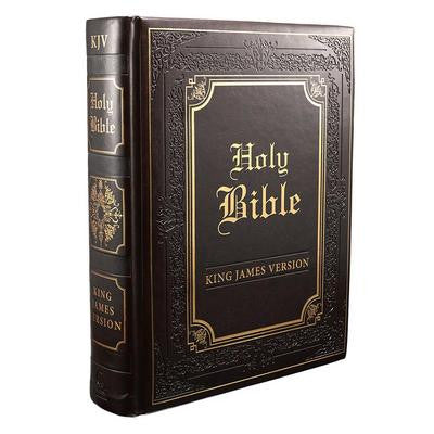 KJV Large Print Family Bible-Brown LuxLeather Hardcover – Celebrate Faith