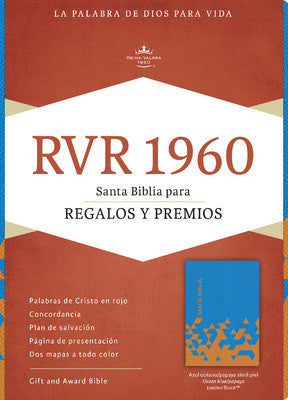Spanish RVR 1960 Biblia para Regalos y Premios, azul océano/papaya símil piel