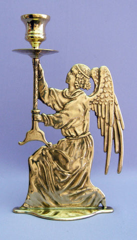 Angel Candle Holder, Shiny Brass, 9.75"