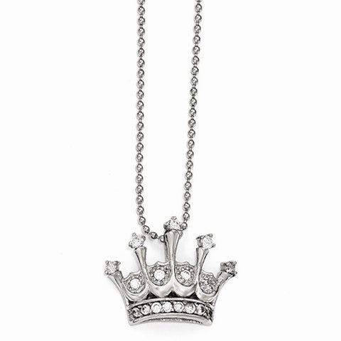 Sterling Silver and Cubic Zirconia Crown Necklace