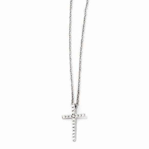 Sterling Silver and Cubic Zirconia Cross Necklace