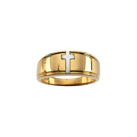 14K Yellow and White Gold Cross Ring Duo