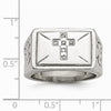 Stainless Steel Diamond Cross Ring