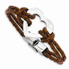 Stainless Steel Polished Heart Leather Bracelet