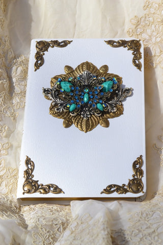 KJV Jeweled Crystal Butterfly Personal Size Bible-Turquoise